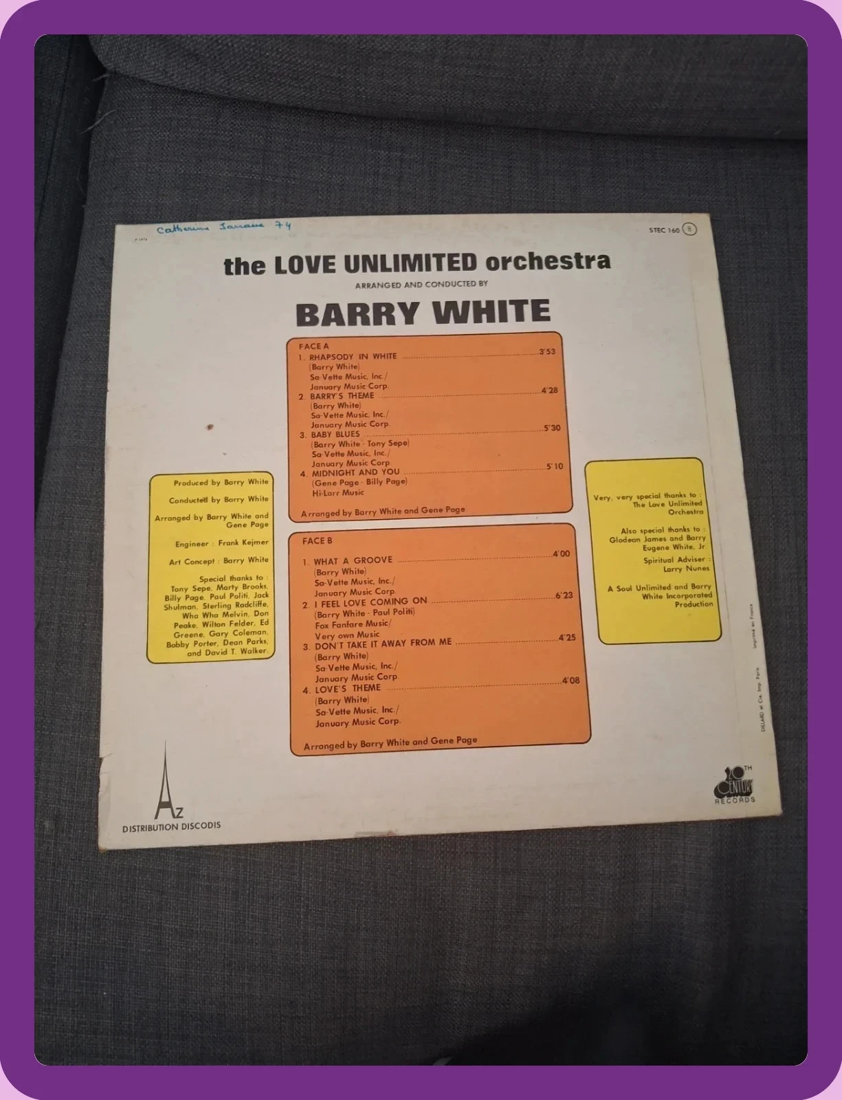 Barry White Rhapsody In White 33T – photo 2